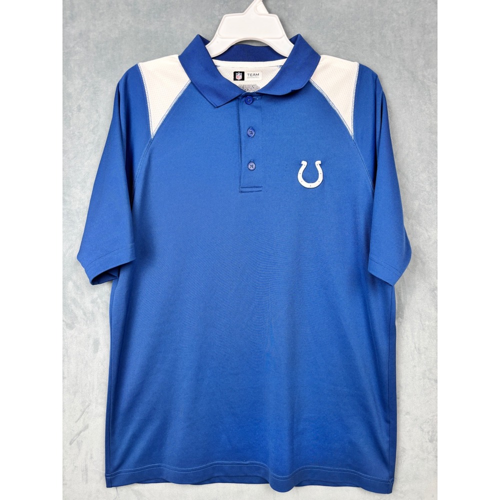 NFL Team Apparel Indianapolis Colts Polo Shirt Mens Medium Blue Short Sleeve